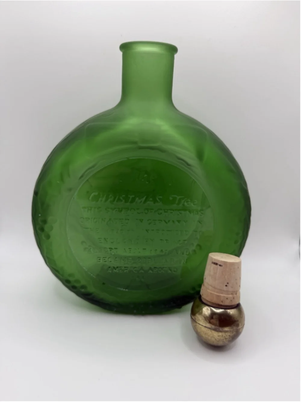 Vintage Decanter with Stopper Green Christmas